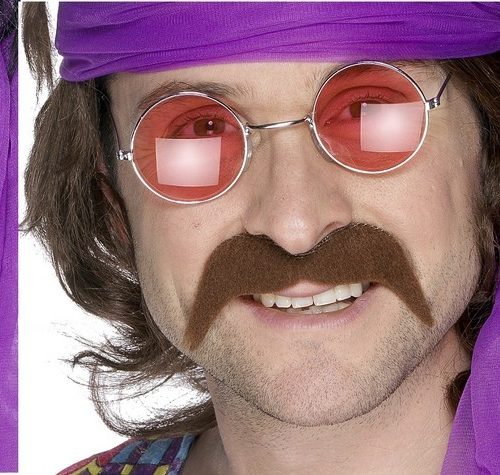 Moustaches adhésives années 70.