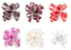 Nœud automatique tulle et bolduc dentelle. 70 millimètres de large.