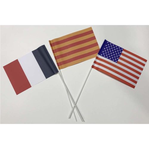 Drapeau papier - Hampe en bois - 14 x 21 cm