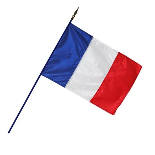 Drapeau Francais 40X50 hampe bois 108 cm +flamme plastique teintée Bronze