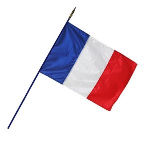 Drapeau français 60X90 hampe bois 152 cm+flamme plastique teintée Bronze