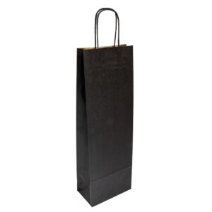 Emballage bouteille en kraft couleur noir. Sac pour transporter 1 bouteille.