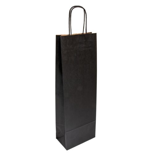 Emballage bouteille en kraft couleur noir. Sac pour transporter 1 bouteille.