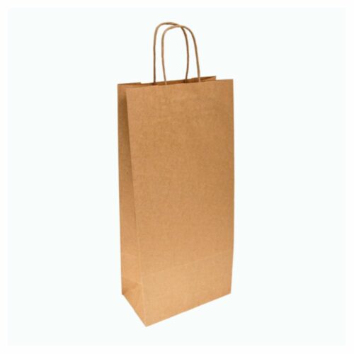 Emballage bouteille en kraft couleur brun. Sac pour transporter 2 bouteilles