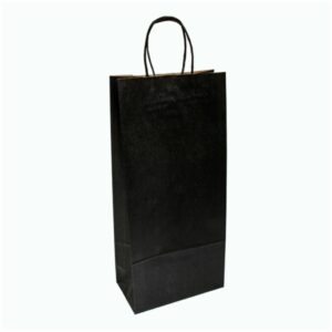 Emballage bouteille en kraft couleur noir. Sac pour transporter 2 bouteilles