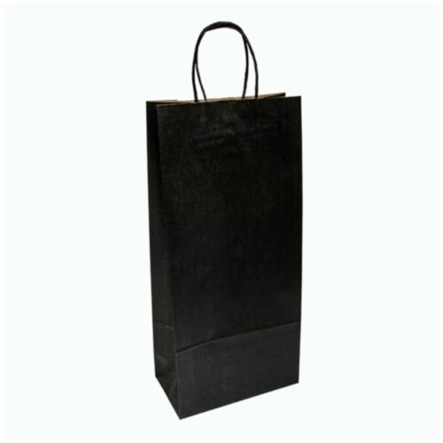 Emballage bouteille en kraft couleur noir. Sac pour transporter 2 bouteilles