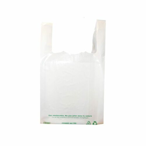 Sac Bretelle en PEBD Blanc - 50µ - 300 x 75 x 540 mm