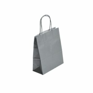 Sac en kraft couleur argent. Sac en kraft avec poignée torsadée