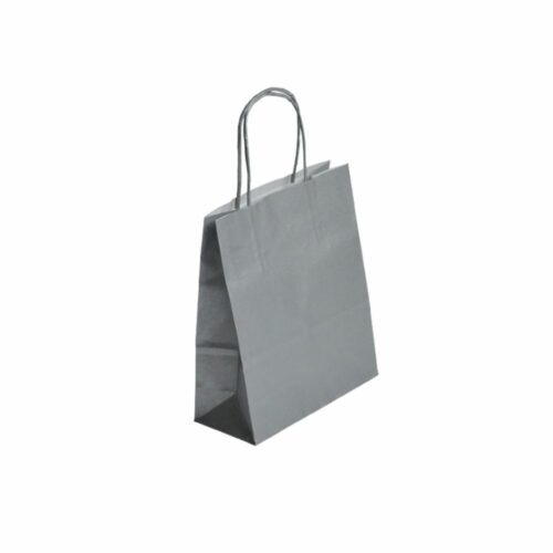 Sac en kraft couleur argent. Sac en kraft avec poignée torsadée