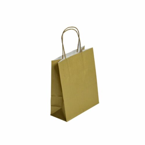 Sac en kraft couleur or. Sac en kraft avec poignée torsadée
