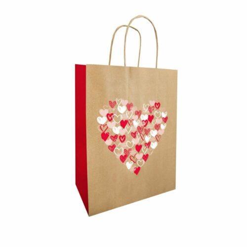 Sac kraft illustration coeur. Sac en kraft avec poignée torsadée