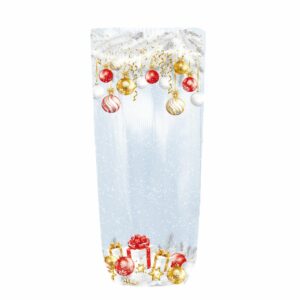 Sachet Polypro transparent. Sachet transparent avec fond cartonné pour tenir debout. Sachet transparent décor Boule de noel pour confiseries !
