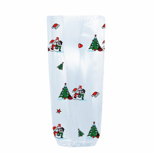 Sachet Polypro transparent. Sachet transparent avec fond cartonné pour tenir debout. Sachet transparent décor sapin de noel pour confiseries !