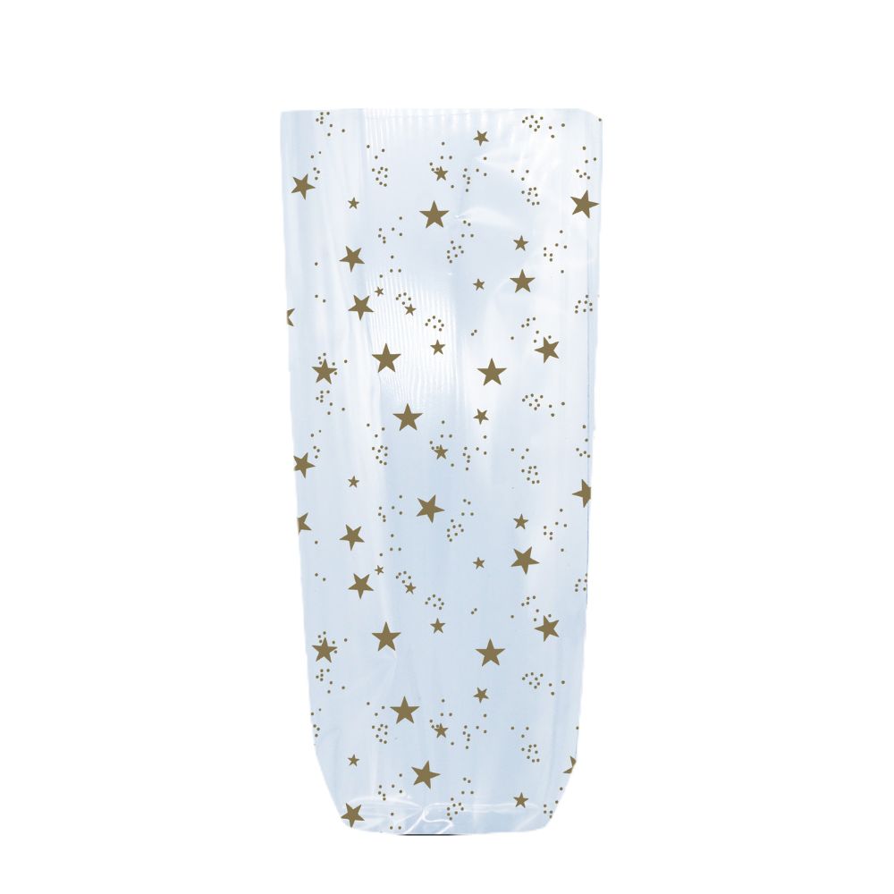 maison-deffes-emballage-sac-polypro-decor-dentelle-etoile Sachet Polypro transparent. Sachet transparent avec fond cartonné pour tenir debout. Sachet transparent décor étoile or pour confiseries !