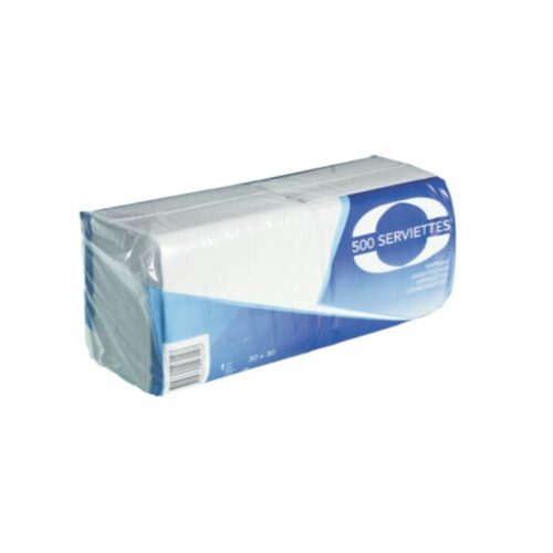 Serviette en ouate 1 pli - Blanche - 30 x 30 cm