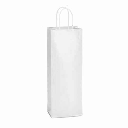 Emballage bouteille en kraft couleur blanc. Sac pour transporter 1 bouteille