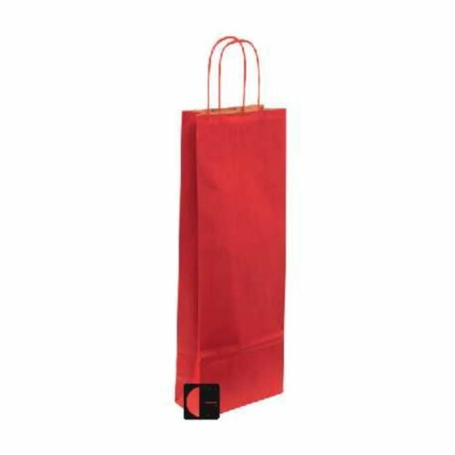 Emballage bouteille en kraft couleur rouge. Sac pour transporter 1 bouteille.