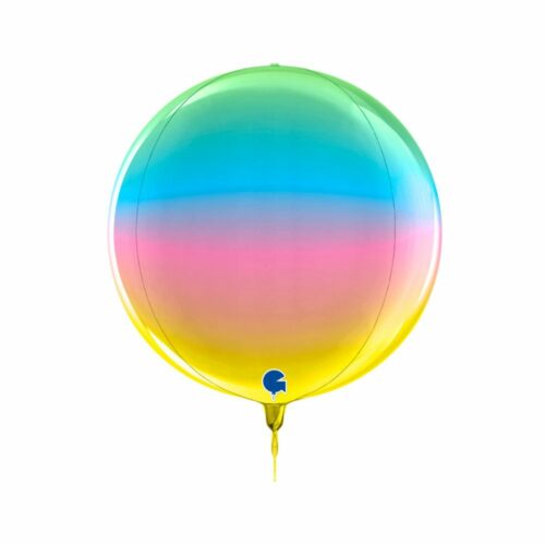 Ballon globe bleu arc en ciel