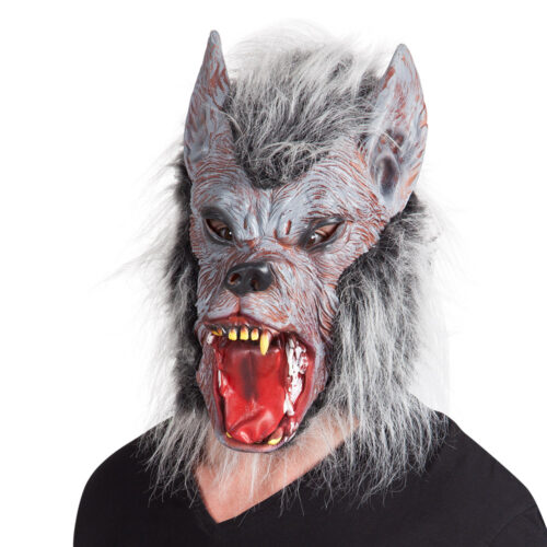 Masque Tête de loup-garou avec cheveux