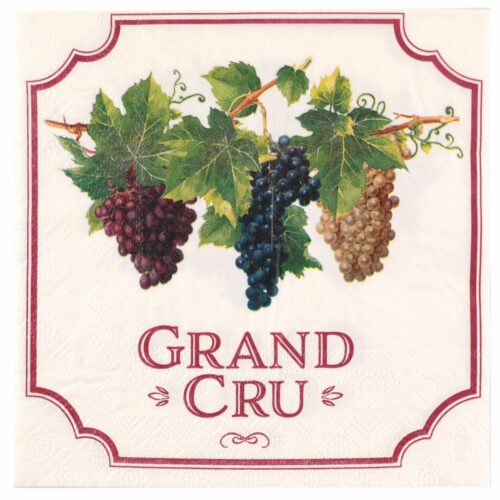 Serviette 33x33 cm, imprimé vigne "grand cru"