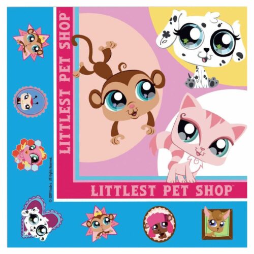 Serviette 33x33cm imprimé little pet shop