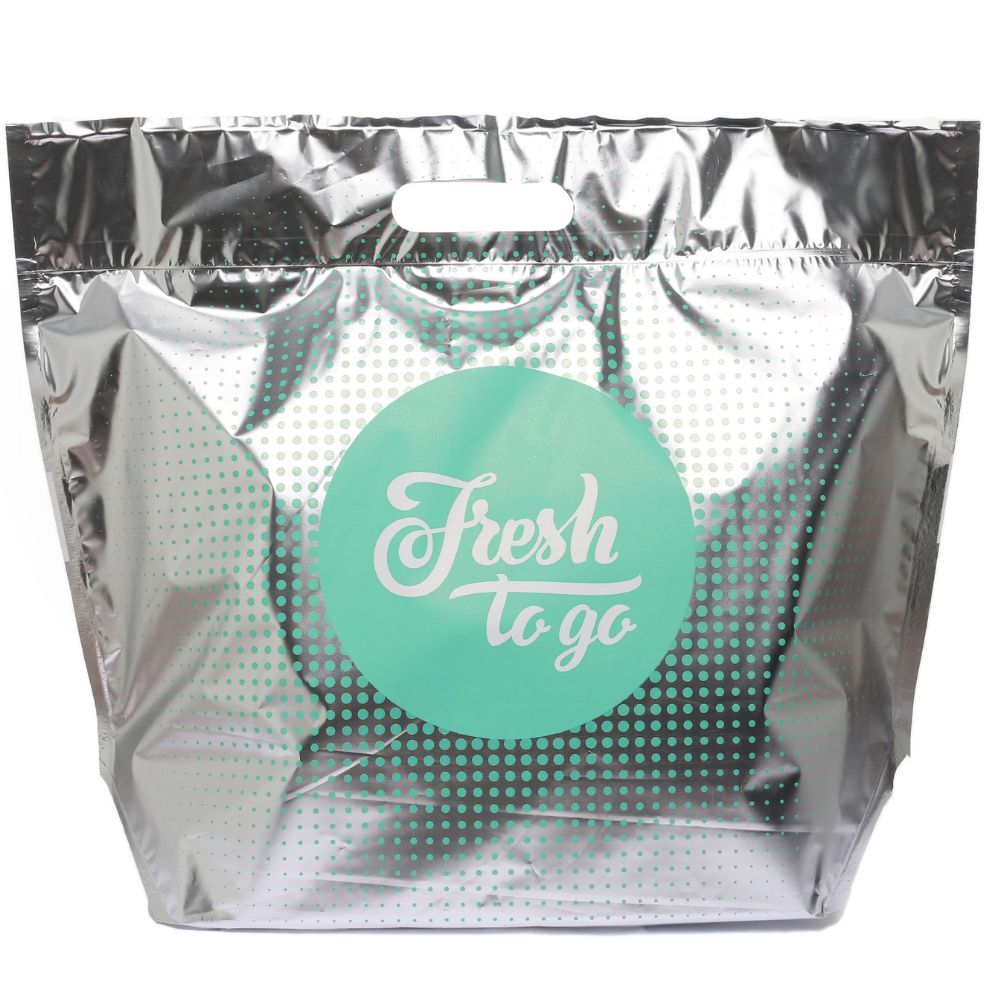 maison-deffes-sac-iso-zip sac imprimé “Fresh To Go” de Take Away d’une capacité de 16 litres . Réutilisable et lavable, il peut être utilisé pour les produits frais et congelés