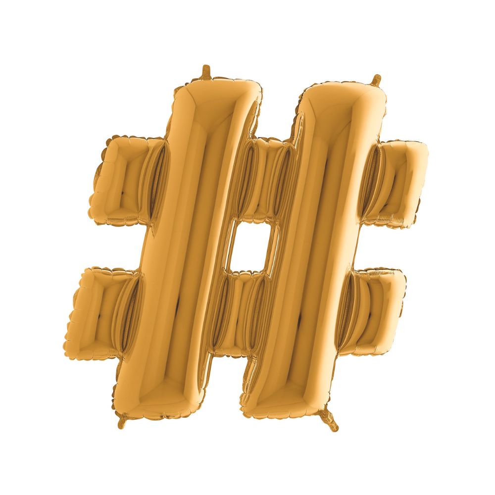maison-deffes-fete-ballon-alu-lettre-40''-hashtag-or-72M0020 Ballon signe # hélium en aluminium