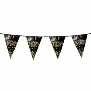 Guirlande triangle joyeuse fête - Fanion noir joyeuse fête
