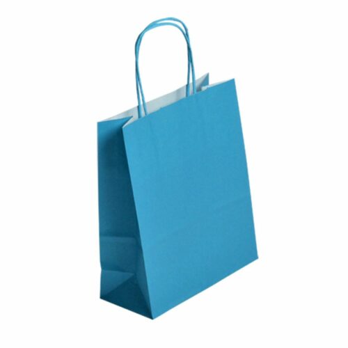 Sac cabas en kraft de grande contenance de couleur bleu turquoise