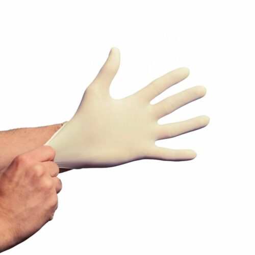 Gant blanc en latex micro-poudré apte au contact alimentaire